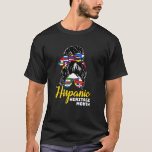 Hispanic Heritage Monat Messy Bun Latina Frau Cou T-Shirt