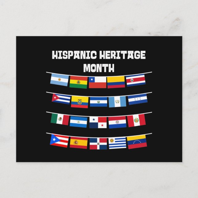 Hispanic Heritage Montag Flaggen Postkarte (Vorderseite)