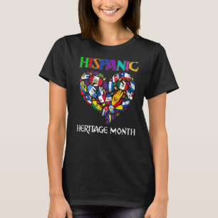 Hispanic Heritage Montag Herz Hand Flaggen Latino T-Shirt