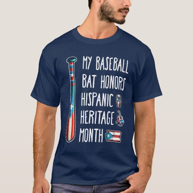 Hispanic Heritage Monte Baseball Bat T-Shirt (Vorderseite)