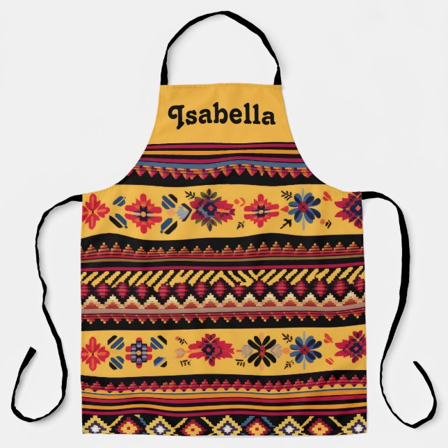 Hispanic Heritage Monte Folkloregie Gemustert Schürze (Vorderseite)