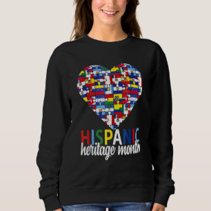 Hispanic Heritage Month Alle Länder Flaggen Herz Sweatshirt