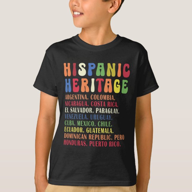 Hispanic Heritage Month Countries Names T-Shirt (Vorderseite)