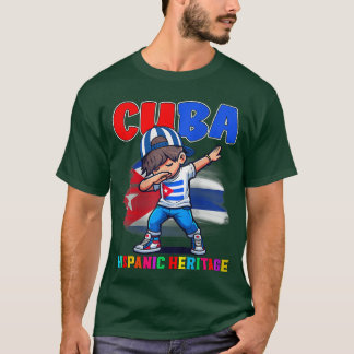 Hispanic Heritage Month Cuban Flag Cuba Dabbing Bo T-Shirt
