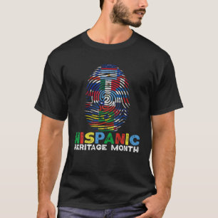 Hispanic Heritage Month Finger Print Latino Counto T-Shirt