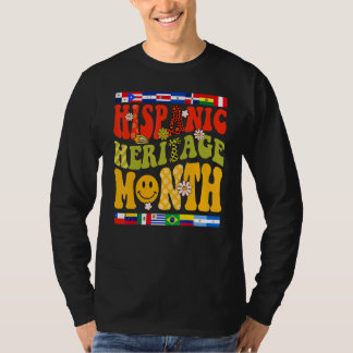 Hispanic Heritage Month Latino Countries Flag Retr T-Shirt