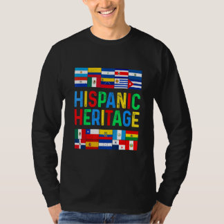 Hispanic Heritage Month Latino Countries Flags Ret T-Shirt