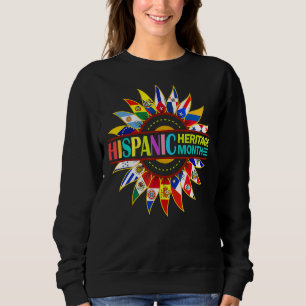 Hispanic Heritage Month Latino Countries Flags Sun Sweatshirt