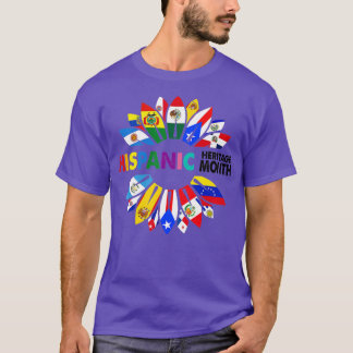 Hispanic Heritage Month Latino Countries Flags Sun T-Shirt