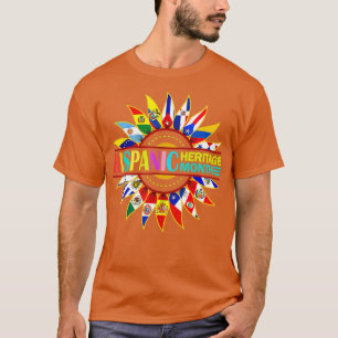Hispanic Heritage Month Latino Countries Flags Sun T-Shirt