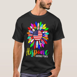 Hispanic Heritage Month Latino Countries Flags Sun T-Shirt