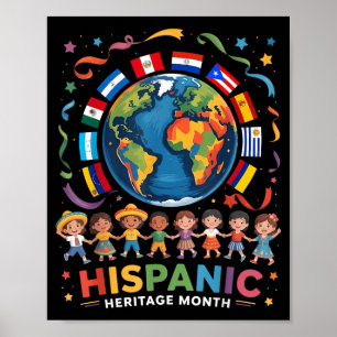 Hispanic Heritage Month Latino-Flagge Kinder Globu Poster