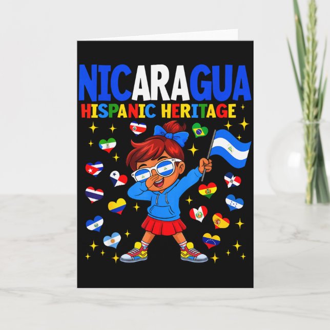 Hispanic Heritage Month Nicaragua Flag Nicaraguan  Karte (Vorderseite)