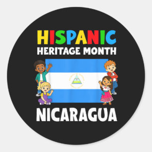 Hispanic Heritage Month Nicaragua-Flagge Jungen Mä Runder Aufkleber