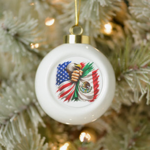 Hispanic Heritage Month USA Mexiko-Flagge Keramik Kugel-Ornament