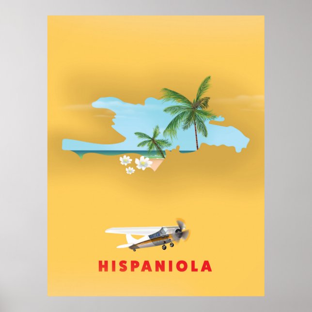 Hispaniola Karte illustriert drucken. Poster (Vorne)