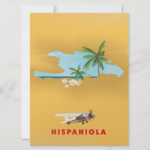 Hispaniola-Karte illustrierter Druck. Einladung