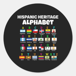 Hispanische Flagge Alphabet für Lehrer pädagogisch Runder Aufkleber