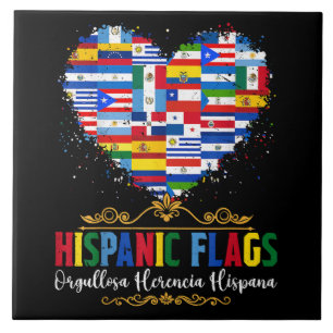 Hispanische Flaggen Herz Hispanic Heritage Month Fliese