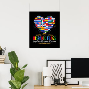 Hispanische Flaggen Herz Hispanic Heritage Month Poster