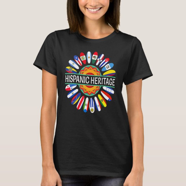 Hispanische Länder Flaggen Sonnenblumen Hispanic H T-Shirt (Vorderseite)