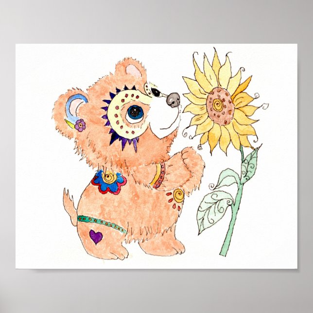 Hispanischer Volkskunst-Babybär Poster (Vorne)