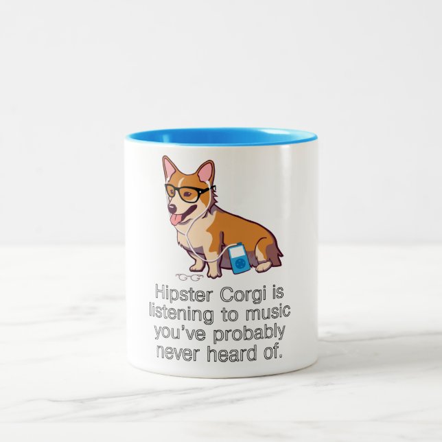 Hispter Corgi-Tasse Zweifarbige Tasse (Mittel)