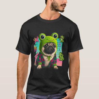 Hispter-Mops mit einem Froschhut drauf T-Shirt
