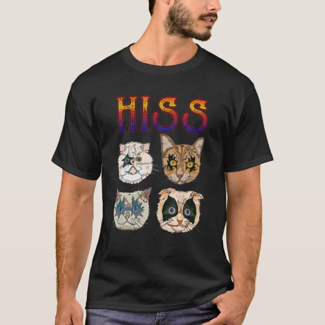 Hiss Cat Rock Band Funny Cat Lover T-Shirt (Vorderseite)
