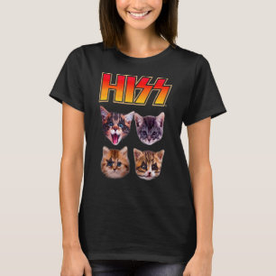 Hiss Cats Cat Kittens Rock Music Cat Hiss T-Shirt