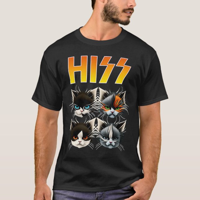 Hiss Cats Rockin Outfit Apparel Rock Music Cat T-Shirt (Vorderseite)