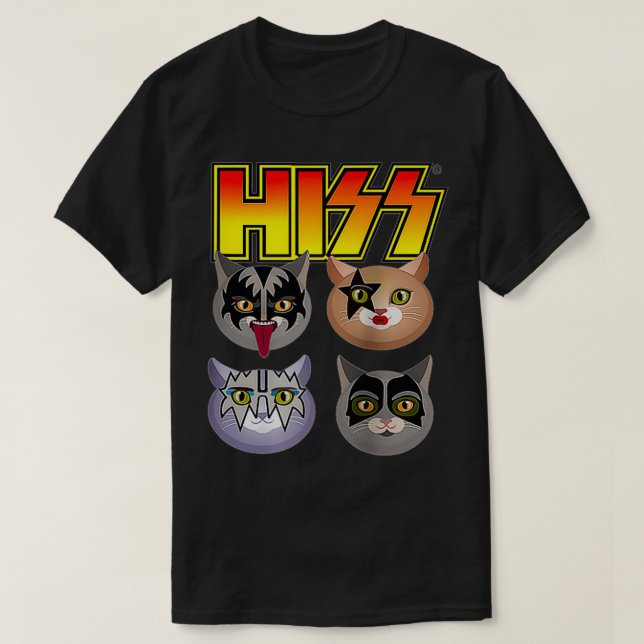 Hiss Funny Cats Kittens Rock Rockin Gift T-Shirt P (Design vorne)