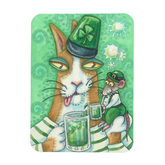 Hiss N' Fitz Cat and Rat ST. PATRICK'S DAY MAGNET (Vertikal)
