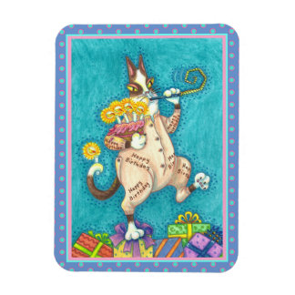 HISS N' FITZ CAT IM GEBURTSTAG ANZUG, CAKE & CANDL MAGNET
