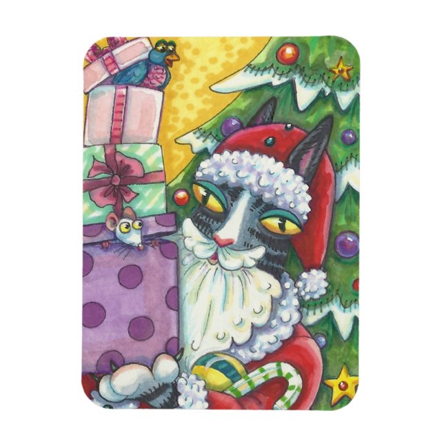 Hiss N' Fitz CAT SANTA CHRISTMAS MAGNET (Vertikal)