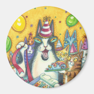 Hiss N' Fitz Cats BIRTHDAY MAGNET Runde *Anpassen