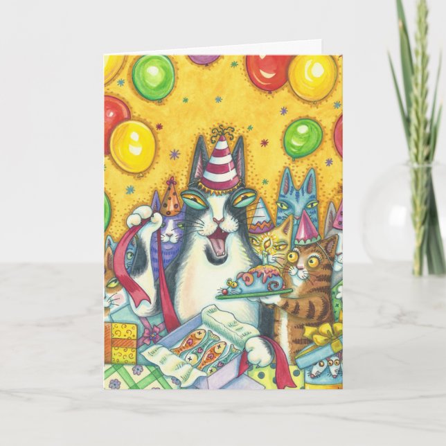 Hiss N' Fitz Cats HAPPY BIRTHDAY CARD Large Karte (Vorderseite)