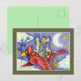 HISS N' FITZ FUNNY CATS, GIANT CHRISTMAS KARDINAL FEIERTAGSPOSTKARTE