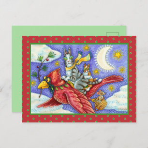 HISS N' FITZ FUNNY CATS, GIANT CHRISTMAS KARDINAL FEIERTAGSPOSTKARTE