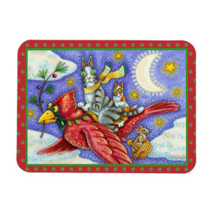 HISS N' FITZ FUNNY CATS, GIANT CHRISTMAS KARDINAL MAGNET