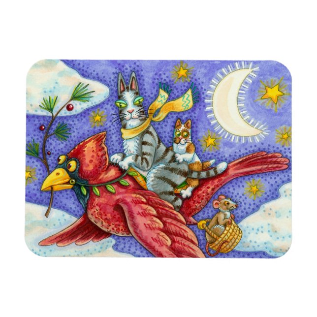 HISS N' FITZ FUNNY CATS, GIANT CHRISTMAS KARDINAL MAGNET (Horizontal)