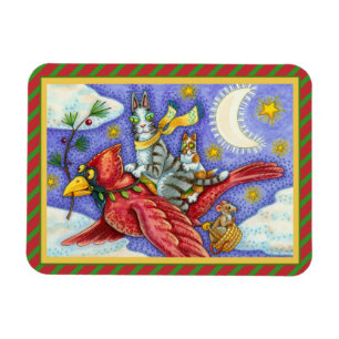 HISS N' FITZ FUNNY CATS, GIANT CHRISTMAS KARDINAL MAGNET