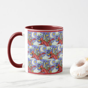 HISS N' FITZ FUNNY CATS, GIANT CHRISTMAS KARDINAL TASSE