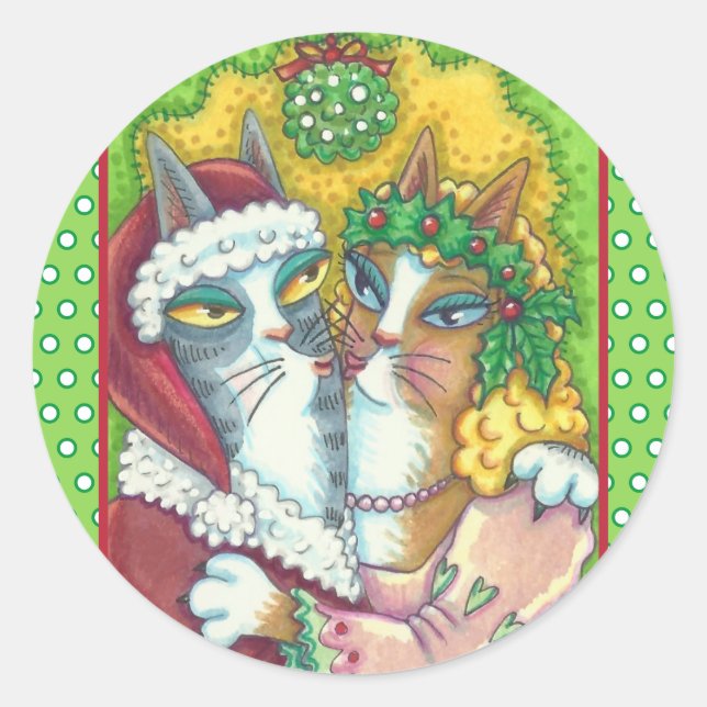 HISS N' FITZ KISSING CATS, SANTA CLAWS STICKERS (Vorderseite)