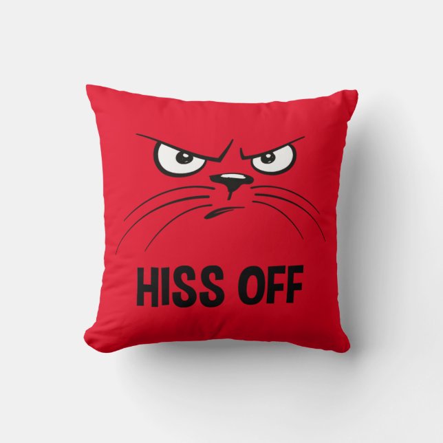Hiss Off Funny Angry Cat Kissen (Vorderseite)