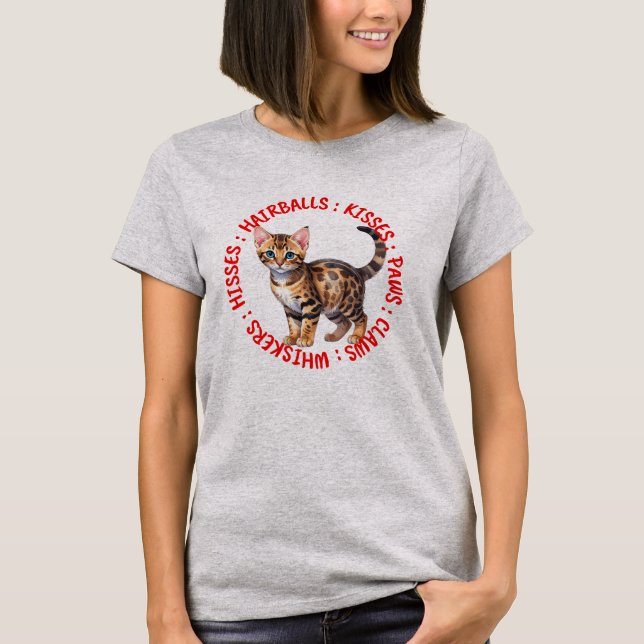 Hisses and Kisses, Bengalische Katze T-Shirt (Vorderseite)