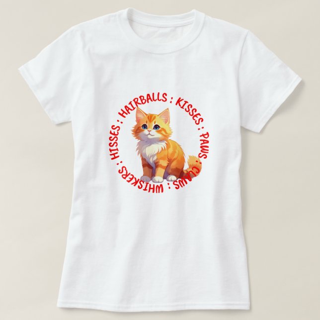 Hisses and Kisses, Ginger cat T-Shirt (Design vorne)