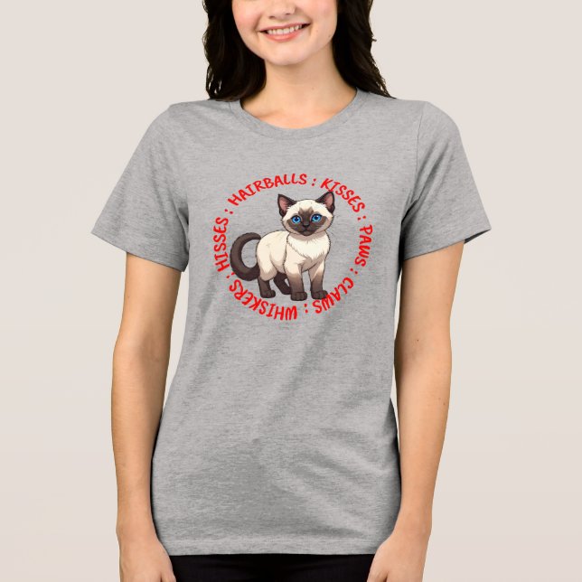 Hisses and Kisses, siamische Katze Tri-Blend Shirt (Vorderseite)