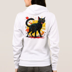 Hissing Defensive Black Cat Women's Hoodie