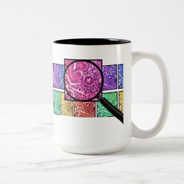 Histologe Gifts Magnified Cells Design Zwei-Tone  Zweifarbige Tasse (Rechts)